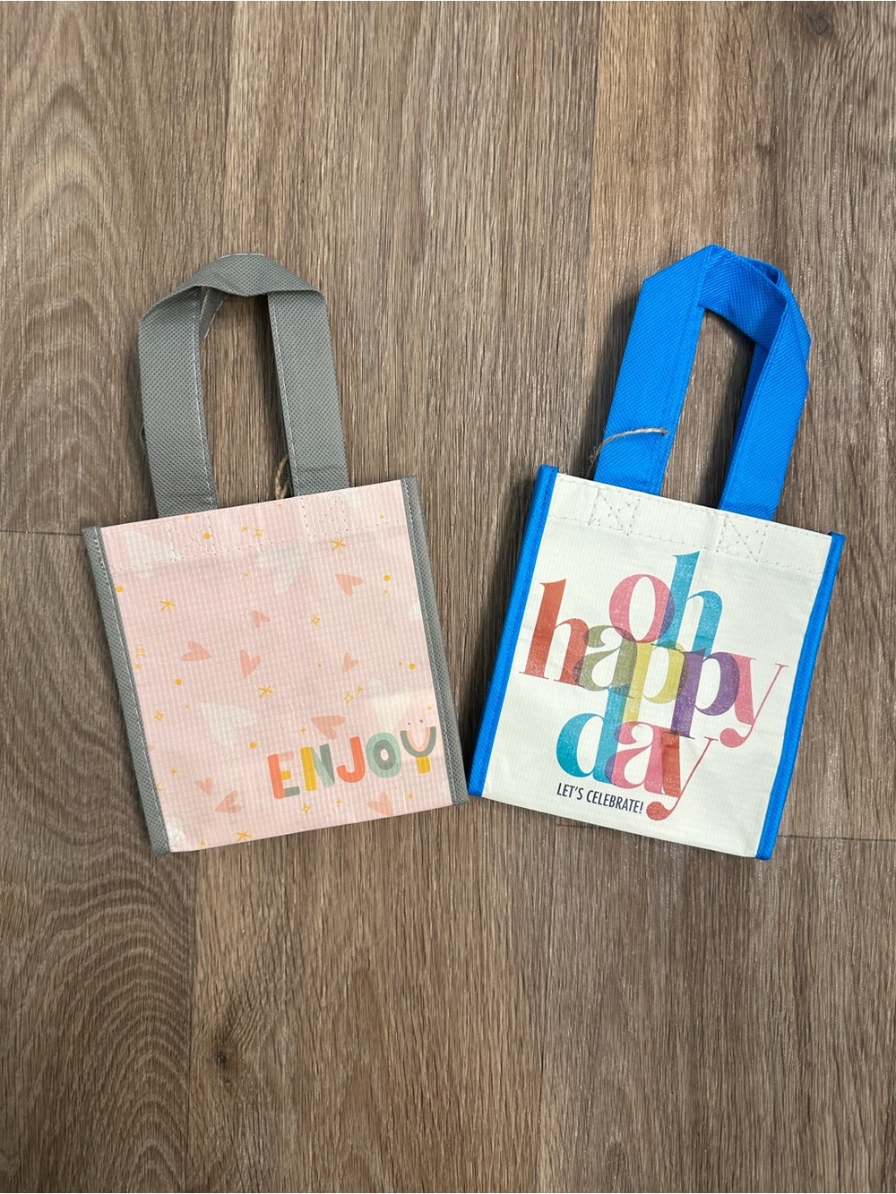Oh Happy Day Recycled Small Gift Bag Set of Two Reusable Tote Eco-Friendly